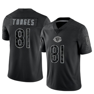 Limited Jake Tonges Men's Chicago Bears Reflective Jersey - Black