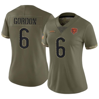 Limited Kyler Gordon Women's Chicago Bears 2022 Salute To Service Jersey - Olive