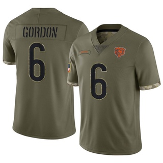 Limited Kyler Gordon Youth Chicago Bears 2022 Salute To Service Jersey - Olive